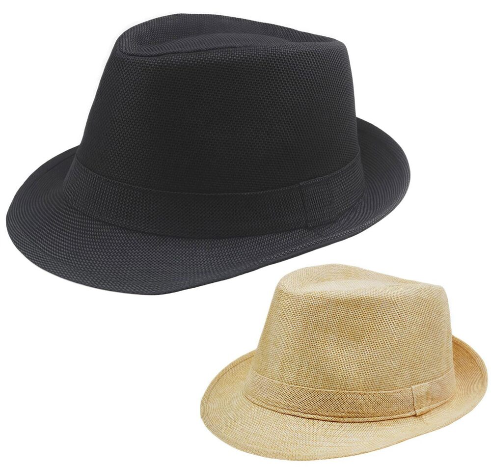9873 2PCS Classic Fedora Hat US, Alpha, Large, X-Large, Black/Light Yellow